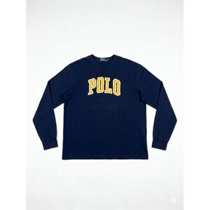 Polo by Ralph Lauren T-Shirt Mens Blue Sz M Embroidered Long Sleeve 90's Comfy
